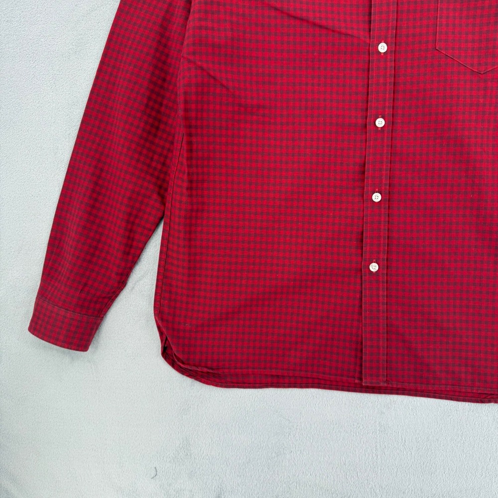 Lacoste Mens Large Regular Fit Gingham Button Down Shirt Red Navy Blue Preppy - Picture 4 of 13